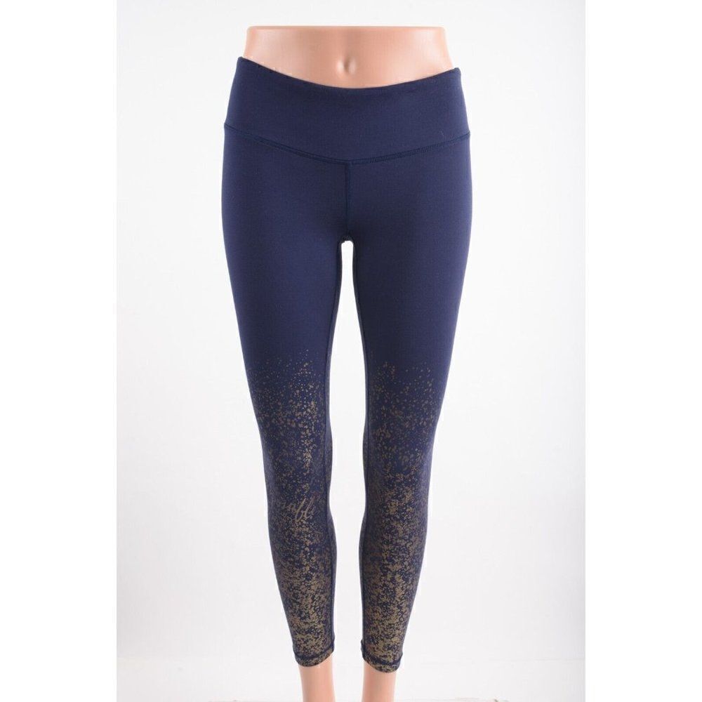 Lilly Pulitzer Luxletic Womens Navy Blue Gold Foil Leggings Yoga Pants S Small